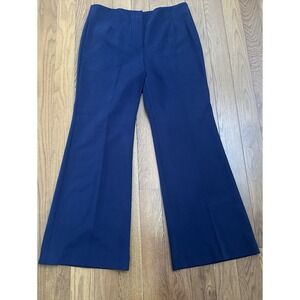 Talbots Providence Pants Size 14 Navy Blue High-Waist Flare Leg Work Staple NWT